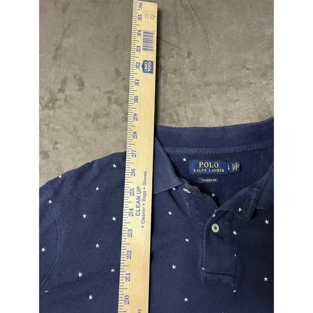 Polo Ralph Lauren Stars Logo POLO SHIRT L Red‎ White Blue Sleeve